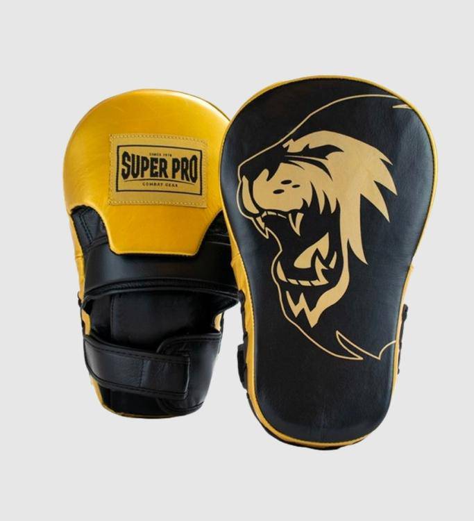 Super Pro Boxpratzen Curved Lang - Schwarz/Gold - The Fight Company Deutschland