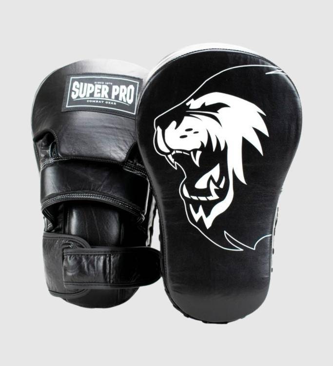 Super Pro Boxpratzen Curved Lang - Schwarz/Weiss - The Fight Company Deutschland