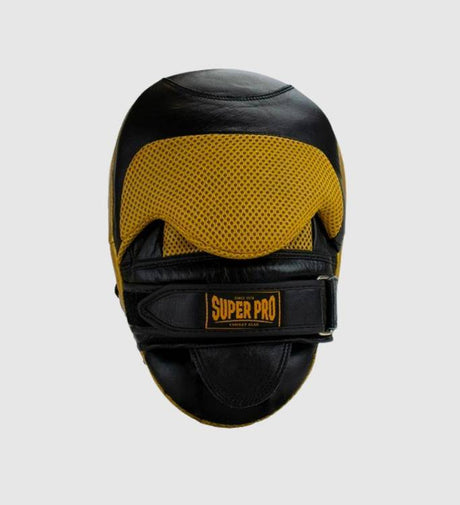 Super Pro Boxpratzen Curved Leder - Schwarz/Gold - The Fight Company Deutschland