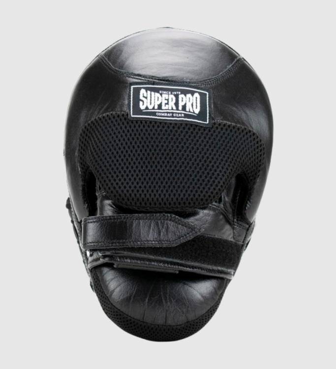 Super Pro Boxpratzen Curved Leder - Schwarz/Weiss - The Fight Company Deutschland