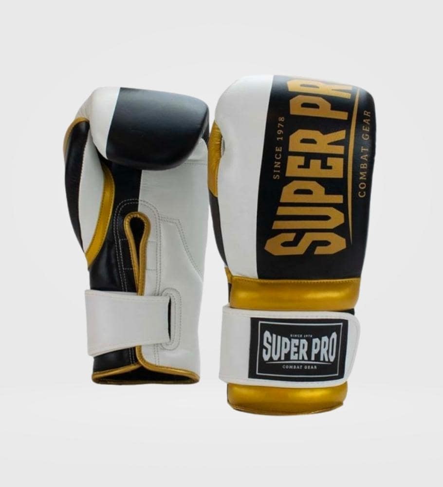 Super Pro Boxhandschuhe Bruiser - Schwarz/Gold/Weiss - The Fight Company Deutschland