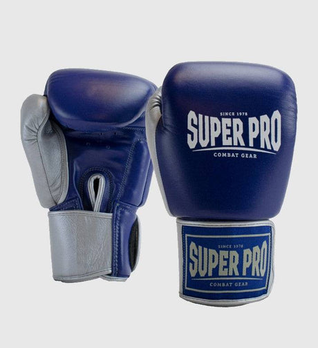 Super Pro Boxhandschuhe Enforcer - Blau/Silber - The Fight Company Deutschland