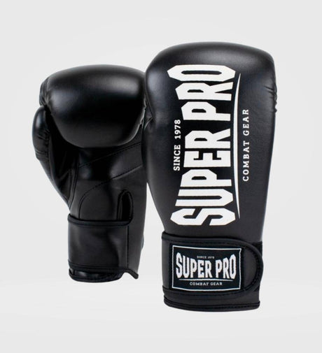 Super Pro Boxhandschuhe Champ - Schwarz/Weiss - The Fight Company Deutschland