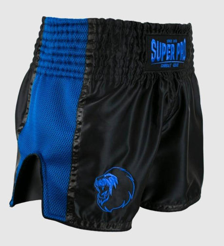 Super Pro Muay Thai Shorts Brave - Schwarz/Blau - The Fight Company Deutschland