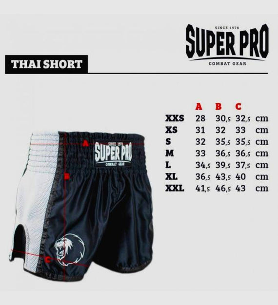 Super Pro Muay Thai Shorts Brave - Schwarz/Blau - The Fight Company Deutschland