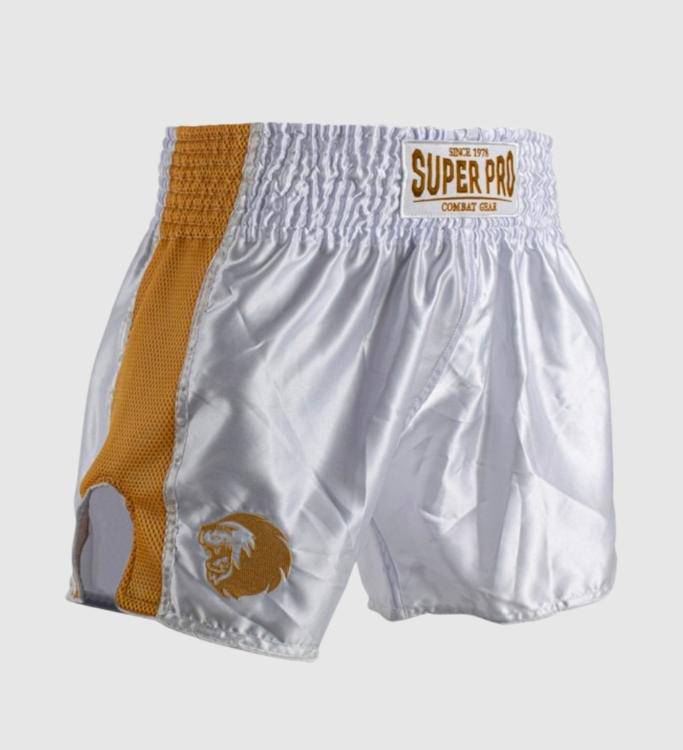Super Pro Muay Thai Shorts Brave - Weiss/Gold - The Fight Company Deutschland