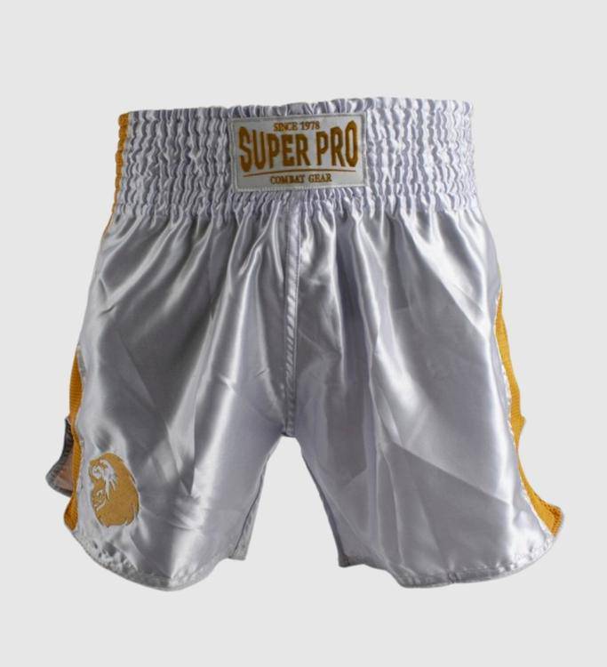 Super Pro Muay Thai Shorts Brave - Weiss/Gold - The Fight Company Deutschland