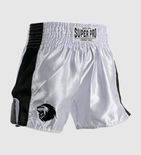 Super Pro Muay Thai Shorts Brave - Weiss/Schwarz - The Fight Company Deutschland