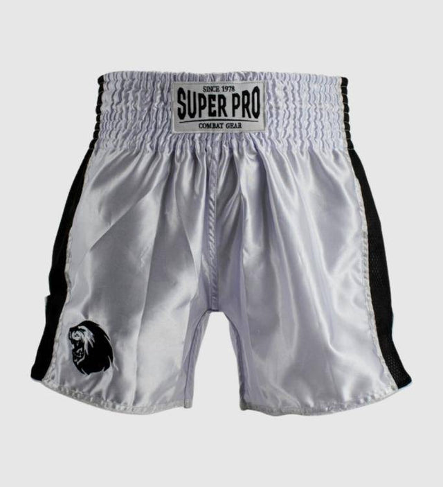 Super Pro Muay Thai Shorts Brave - Weiss/Schwarz - The Fight Company Deutschland