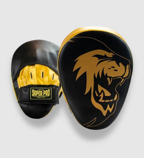 Super Pro Handpads Curved Kunstleer - Zwart/Goud - The Fight Company Deutschland