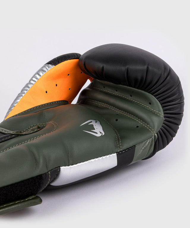 Venum bokhandschoenen Elite - Zwart/Zilver/Kaki