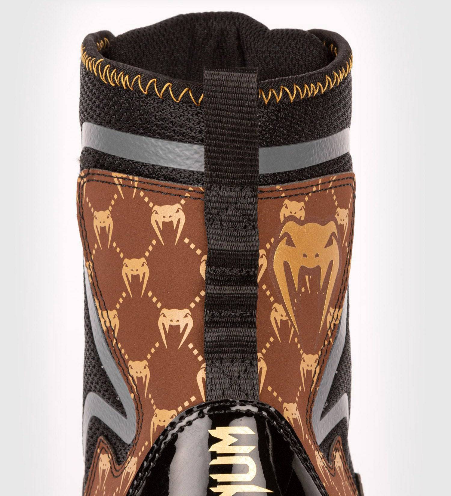 Venum Boxschuhe Elite Evo Monogram - Schwarz/Braun/Gold - The Fight Company Deutschland