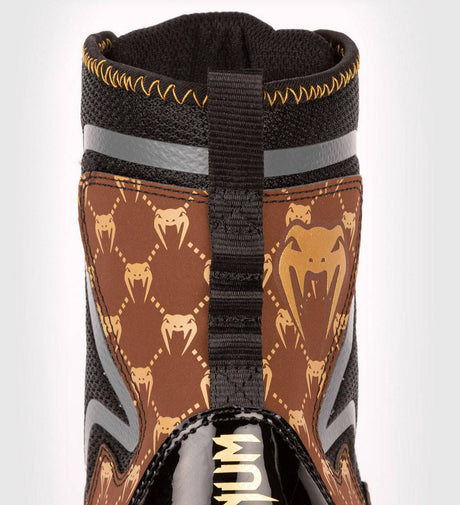 Venum Boxschuhe Elite Evo Monogram - Schwarz/Braun/Gold - The Fight Company Deutschland