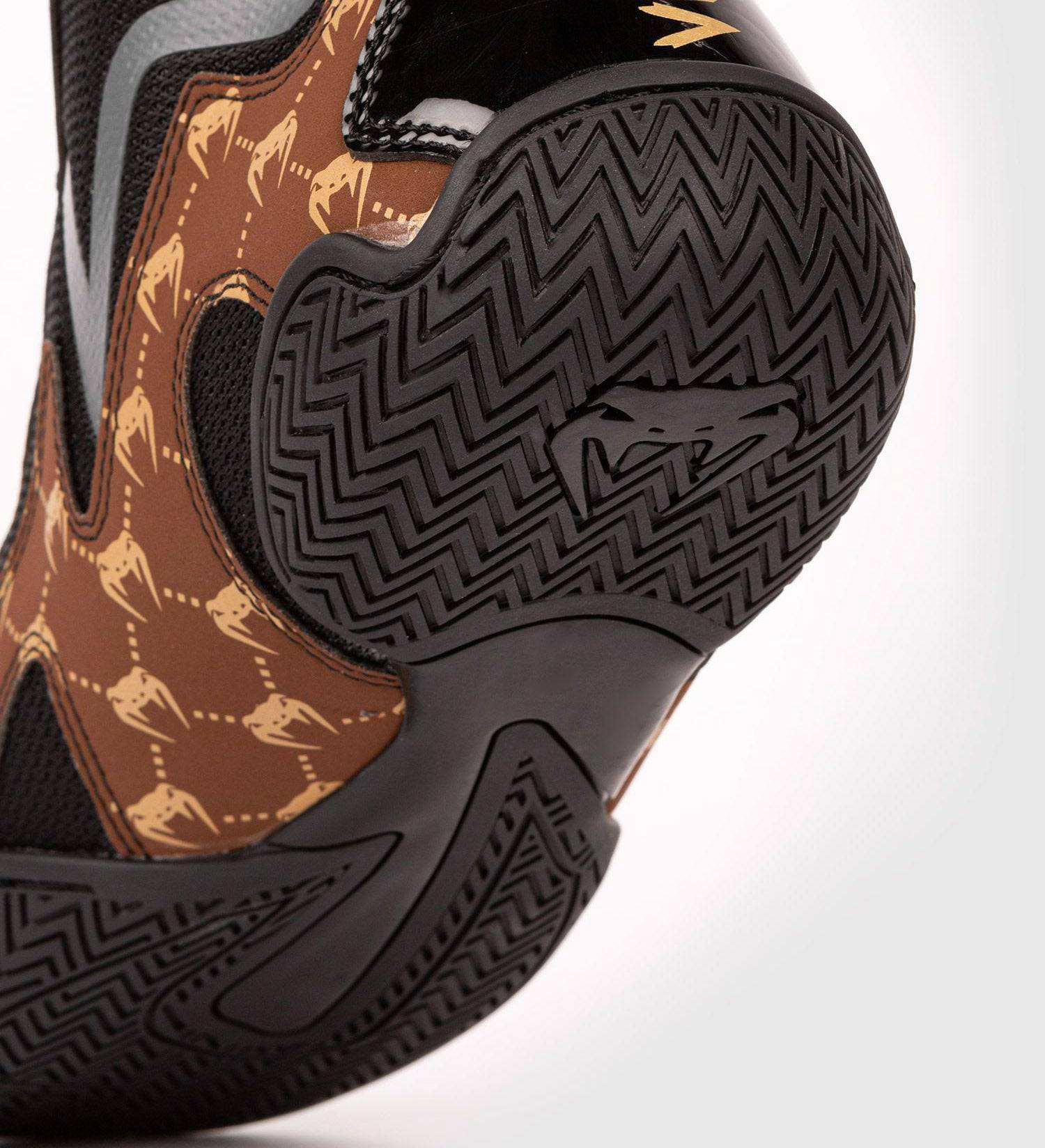 Venum Boxschuhe Elite Evo Monogram - Schwarz/Braun/Gold - The Fight Company Deutschland