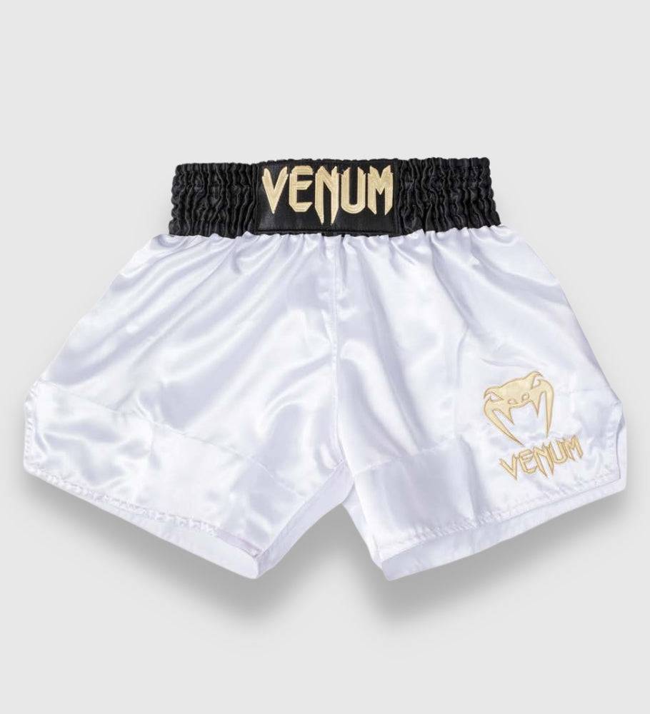 Venum Muay Thai Shorts Classic 2.0 - Weiss/Schwarz/Gold - The Fight Company Deutschland