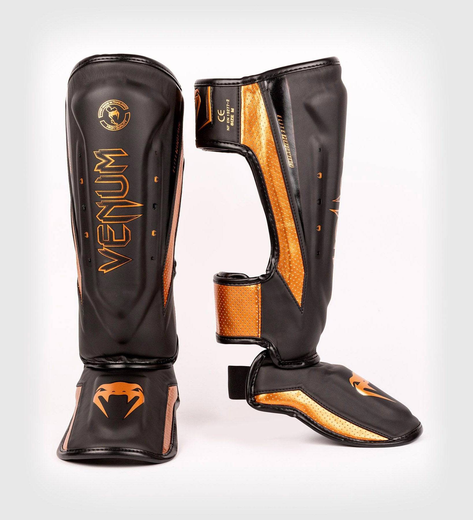 Venum Schienbeinschoner Elite Evo - Schwarz/Bronze - The Fight Company Deutschland