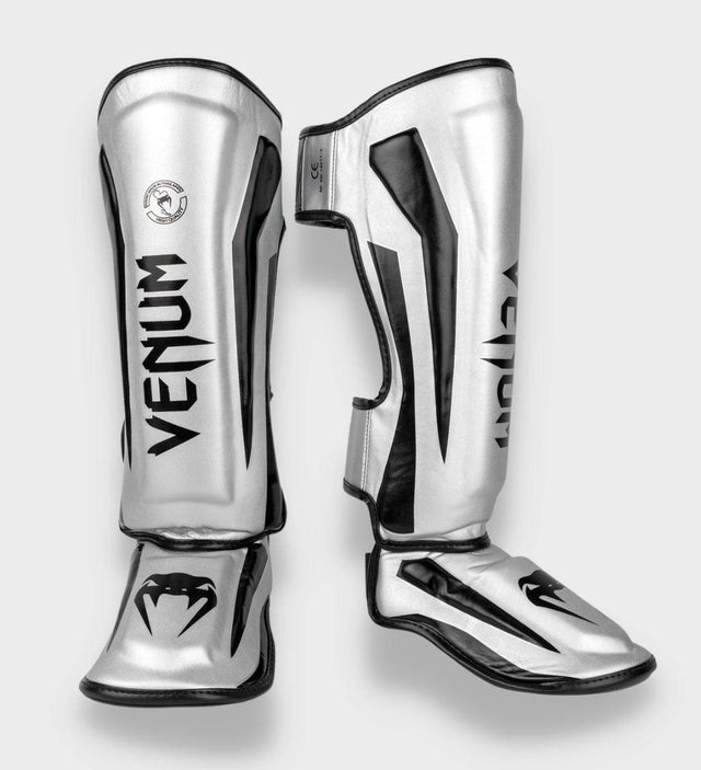 Venum Schienbeinschoner Elite - Silber/Schwarz - The Fight Company Deutschland