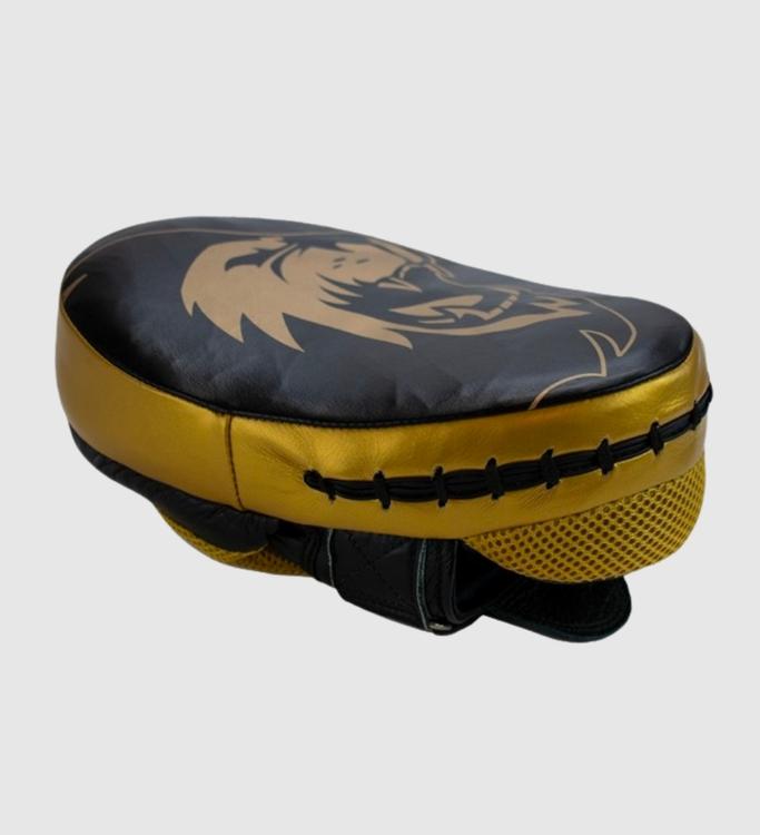 Super Pro Boxpratzen Curved Leder - Schwarz/Gold - The Fight Company