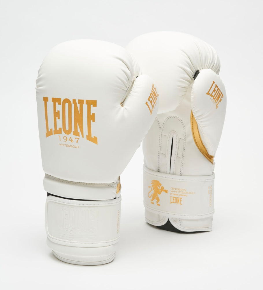 Leone Boxhandschuhe GN059W - Weiss/Gold - The Fight Company Deutschland