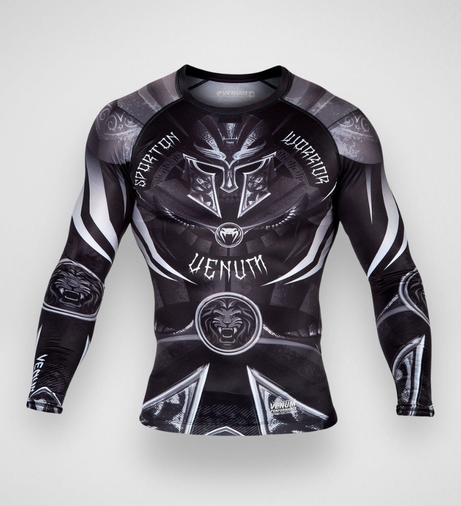 Venum Rashguard Gladiator 3.0 - Schwarz/Grau/Weiß - The Fight Company Deutschland