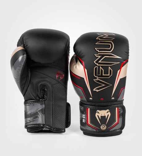 Venum Boxhandschuhe Elite Evo - Schwarz/Gold/Rot - The Fight Company Deutschland