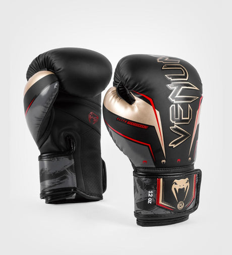 Venum Boxhandschuhe Elite Evo - Schwarz/Gold/Rot - The Fight Company Deutschland