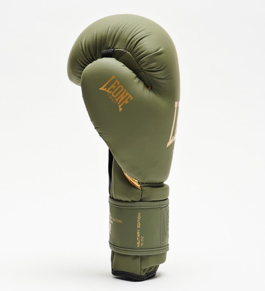 Leone Boxhandschuhe GN059G - Kaki Grün/Gold - The Fight Company Deutschland