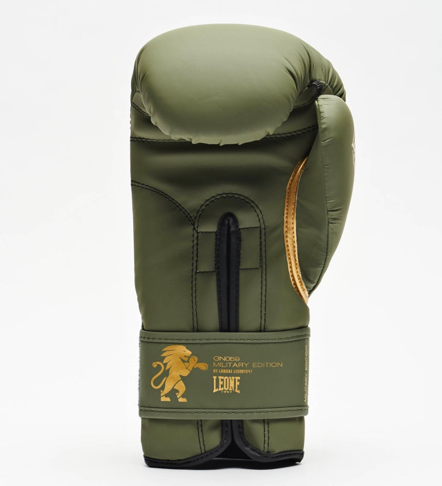 Leone Boxhandschuhe GN059G - Kaki Grün/Gold - The Fight Company Deutschland