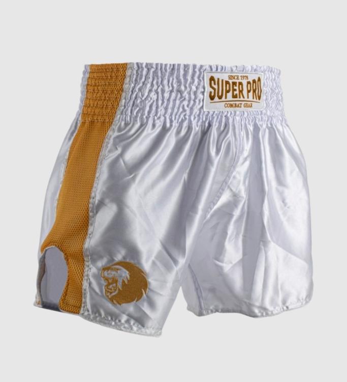 Super Pro Muay Thai Shorts Brave - Weiss/Gold - The Fight Company