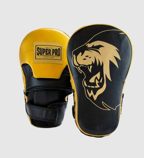 Super Pro Boxpratzen Curved Lang - Schwarz/Gold - The Fight Company