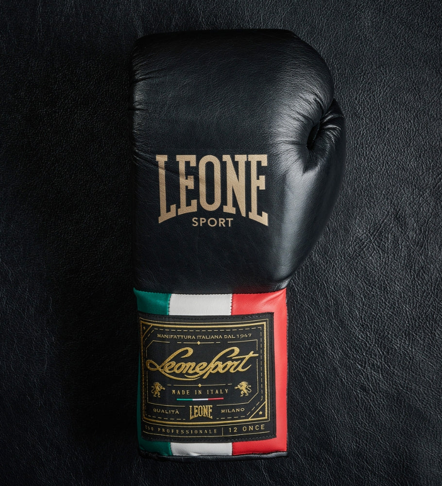 Leone Sport Boxhandschuhe mit Schnürung - Orlando Classic - Schwarz - The Fight Company Deutschland